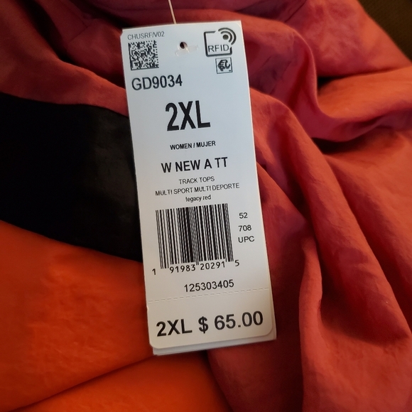 NEW Adidas Women's Track Jacket Full Zip Size 2XL Nylon Spell Out Windbreaker - Picture 2 of 14